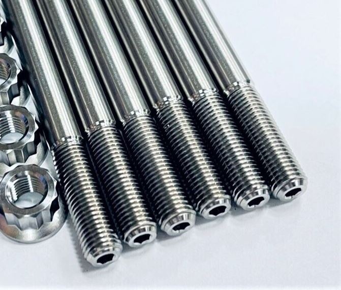 Get Ti YZFR3 MT03 Cylinder Head Studs TITANIUM Head Stud Bolt 12 Pt Nut Kit Set - Image 3