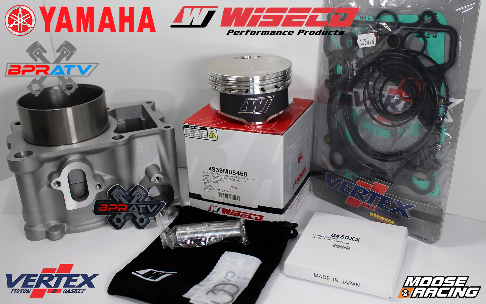Grizzly Rhino 450 YFM450 Top End Rebuild Kit WISECO Piston Gaskets Cylinder Kit - Image 5