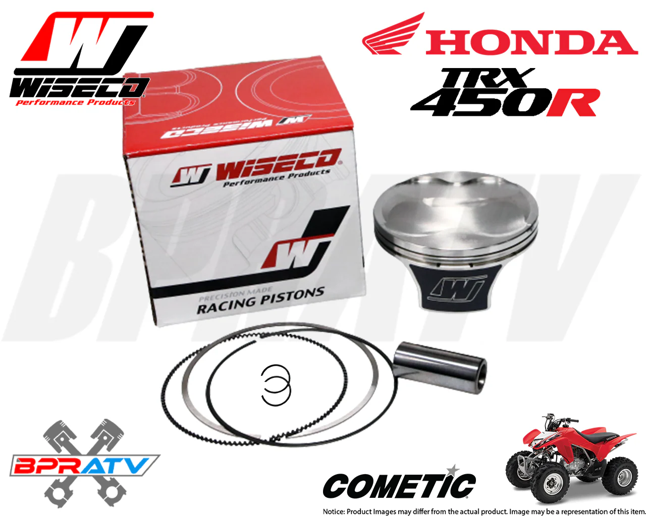 Honda 2004 2005 TRX450R Wiseco Piston Hi Comp Pump Gas Stock Bore Gaskets Kit - Image 4