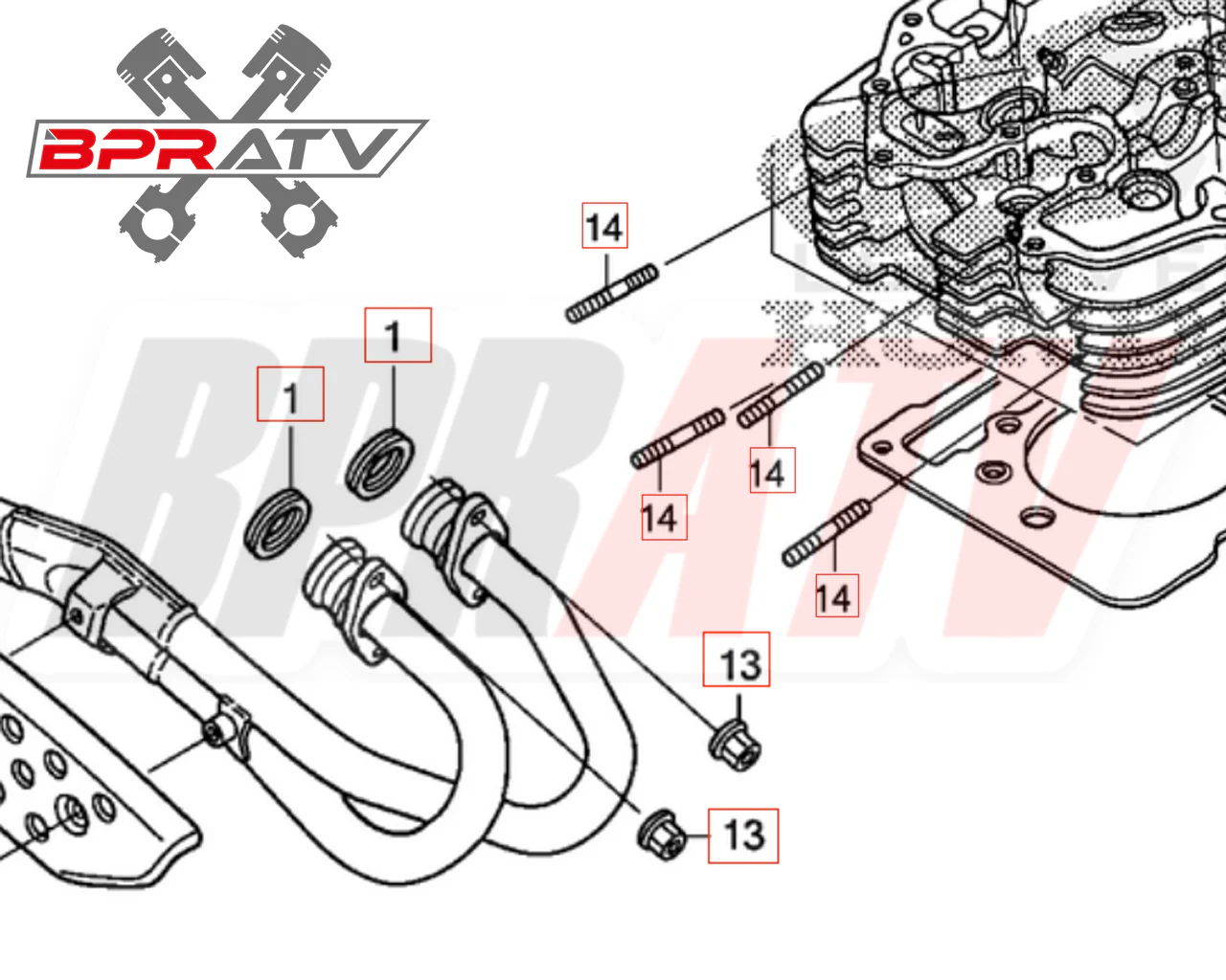 Honda 400EX 400X XR400R Exhaust Studs Titanium Head Pipe Gaskets Upgrade Kit Set - Image 4