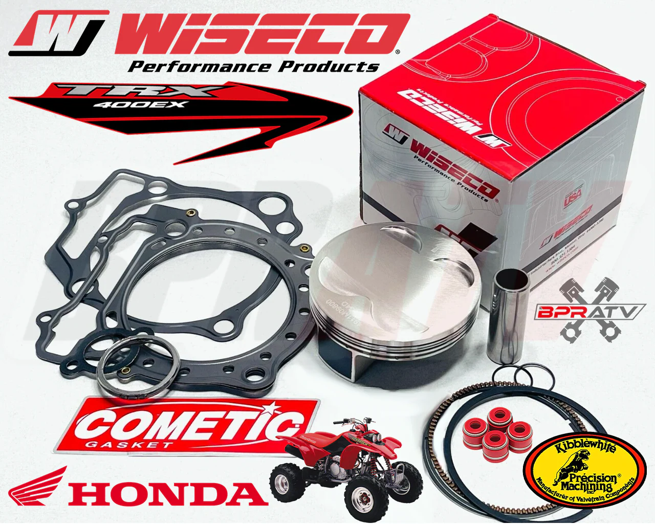 Honda 400EX XR 400X Wiseco 87mm BIG BORE 11:1 Piston COMETIC Top End Gasket Kit - Image 2
