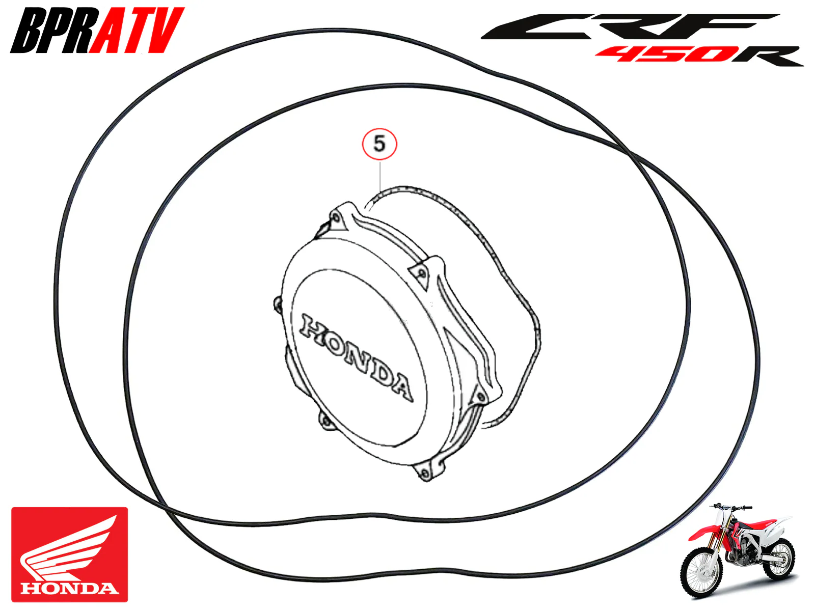 Honda CRF450R CRF 450R Clutch Cover Basket Gasket O-Ring Seal 11352-MEB-671 PAIR - Image 3