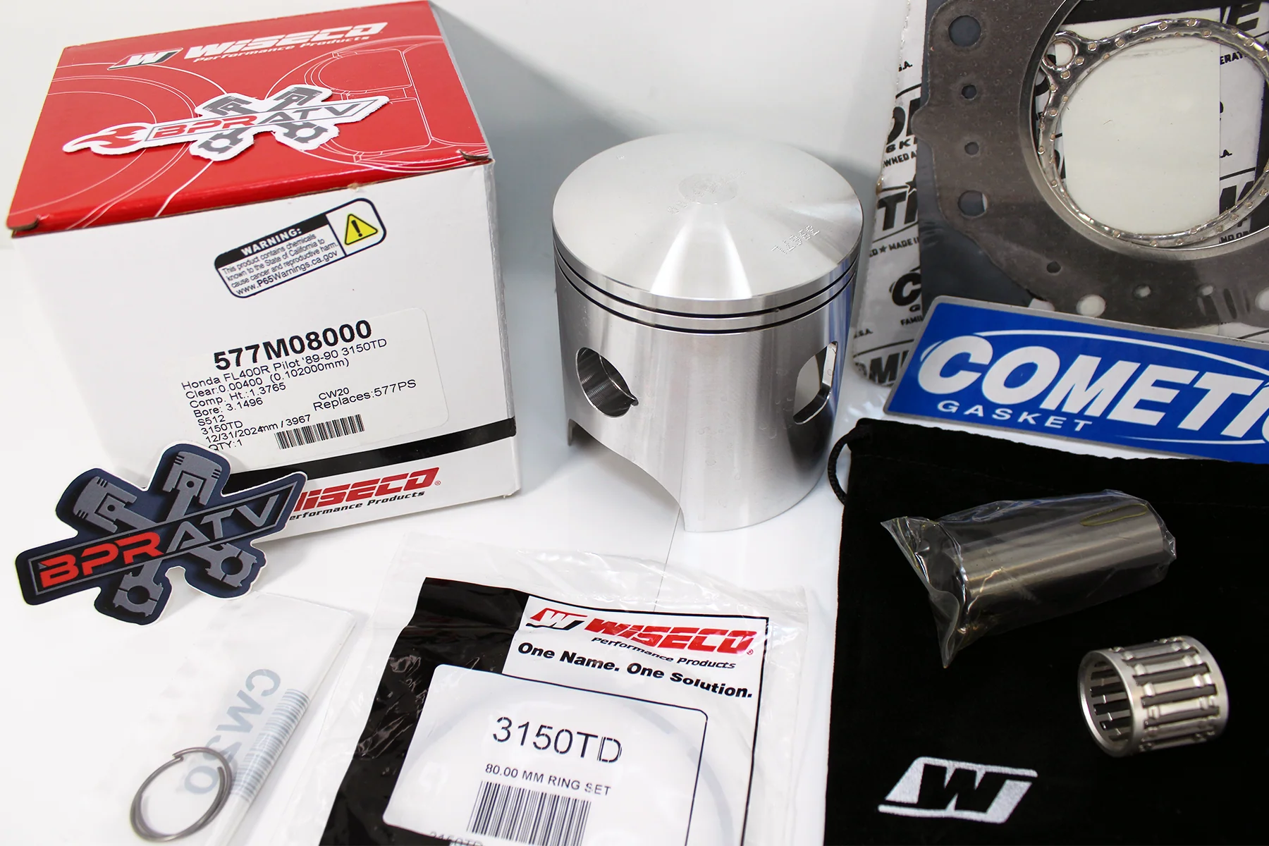 Honda Pilot FL400 80mm Stock Bore Wiseco Piston Kit & Cometic Gasket Top End Kit - Image 10