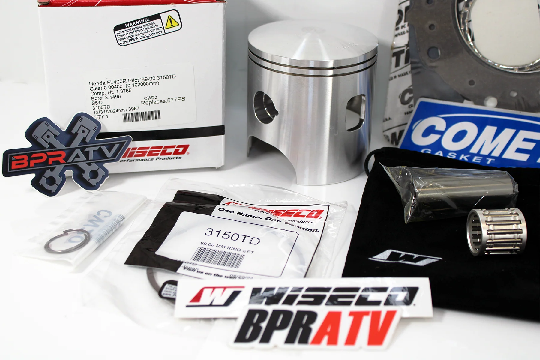 Honda Pilot FL400 80mm Stock Bore Wiseco Piston Kit & Cometic Gasket Top End Kit - Image 11