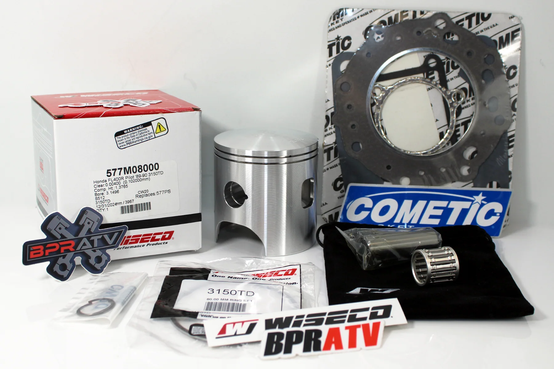Honda Pilot FL400 80mm Stock Bore Wiseco Piston Kit & Cometic Gasket Top End Kit - Image 3