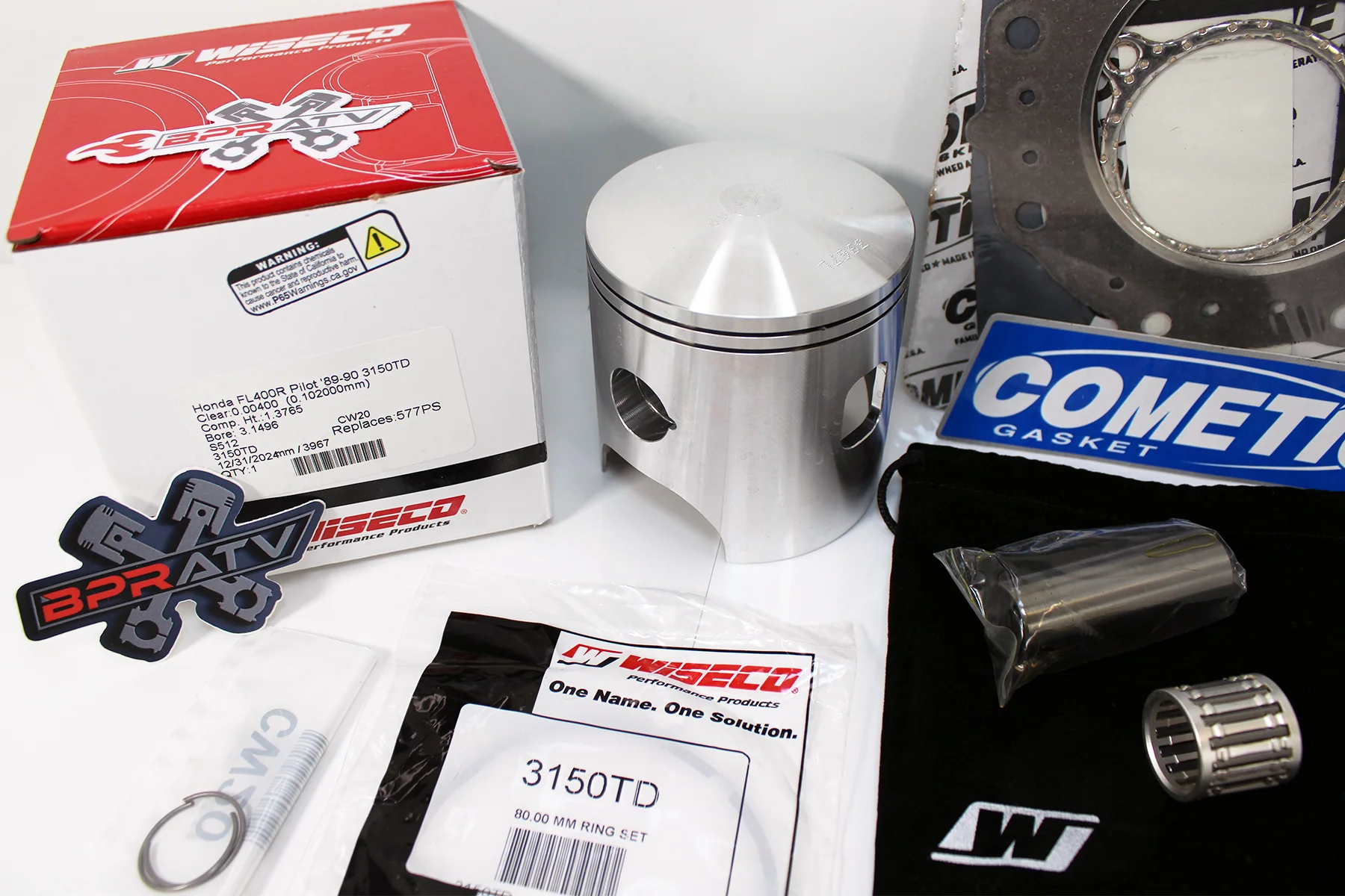Honda Pilot FL400 80mm Stock Bore Wiseco Piston Kit & Cometic Gasket Top End Kit - Image 8