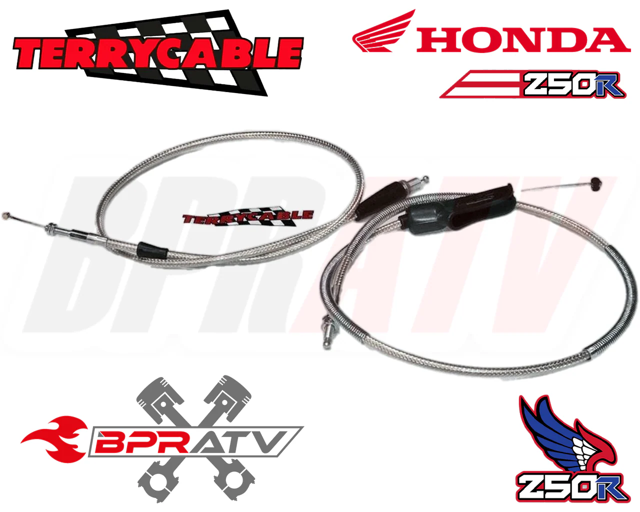 Honda TRX250R TRX ATC 250R Steel Braided Terry Thumb Throttle Clutch Cable 85-89 - Image 3