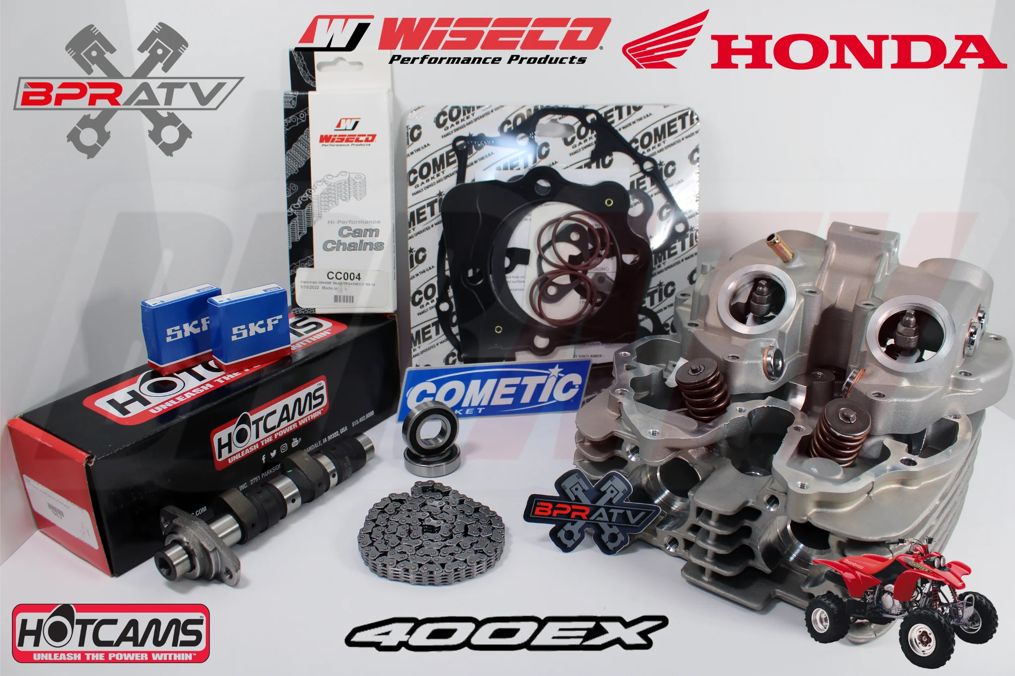 Honda TRX400EX Assembled Cylinder Head Stage 2 Hot Cams WISECO Chain Cometic Kit - Image 2