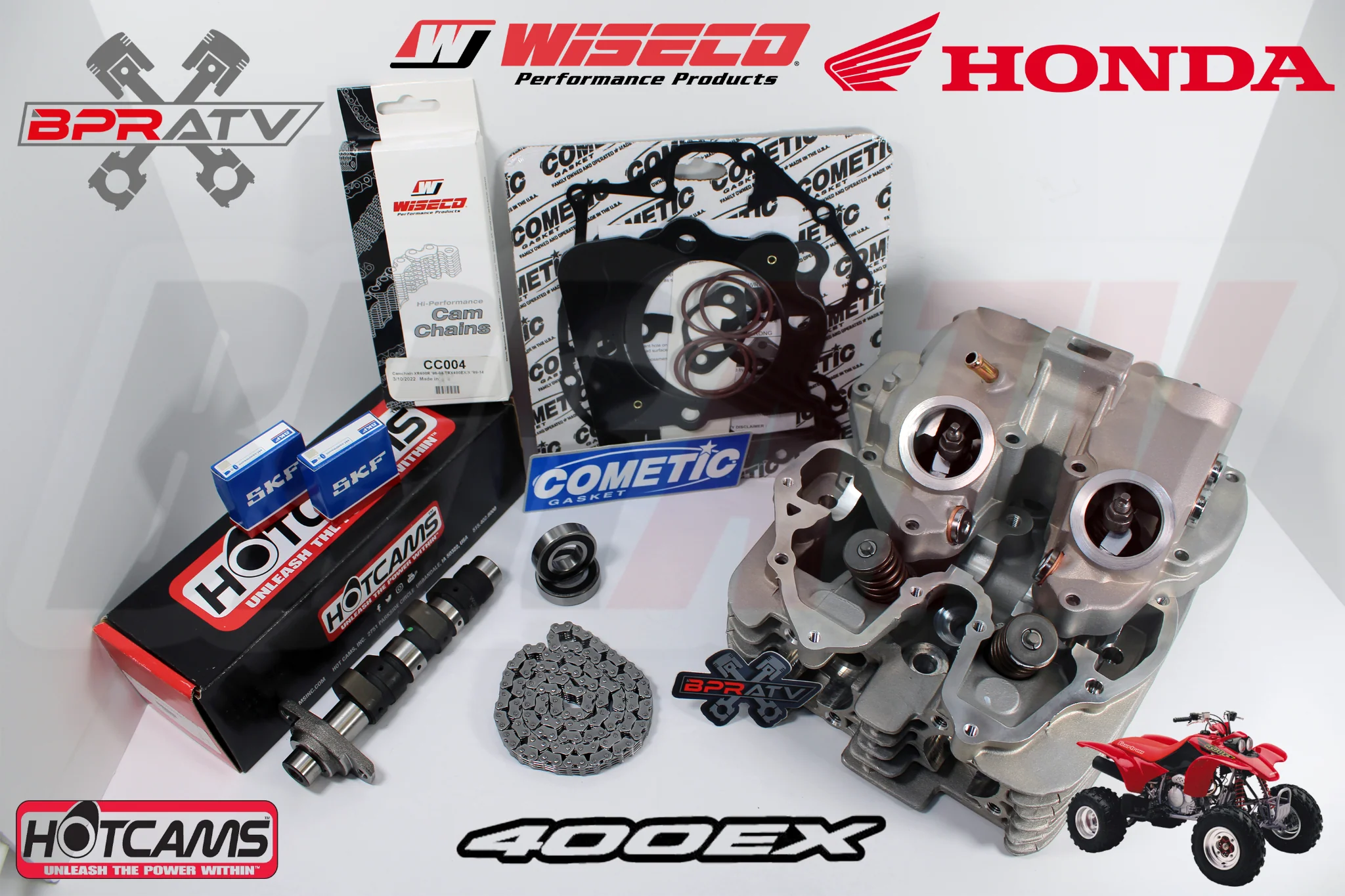 Honda TRX400EX Assembled Cylinder Head Stage 2 Hot Cams WISECO Chain Cometic Kit - Image 3