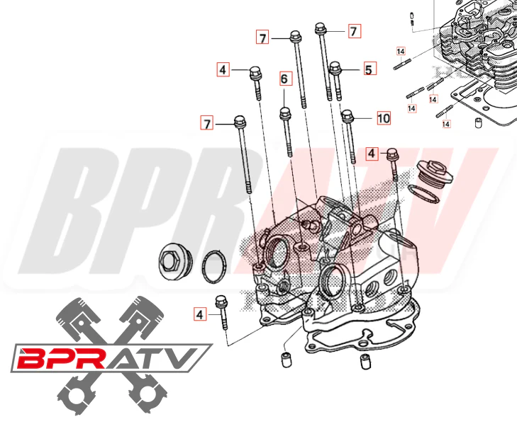 Honda TRX400EX TRX 400EX TITANIUM Exhaust Stud Kit & Head Valve Cover Bolt Kit - Image 2