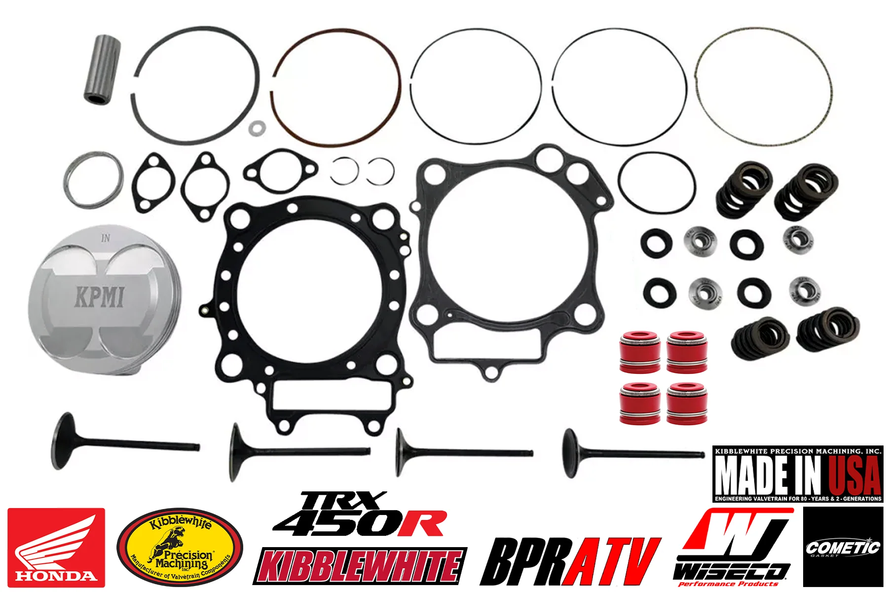 Honda TRX450R 2004-2005 Top End Rebuild Kit Kibblewhite Valves Wiseco Piston Set - Image 2