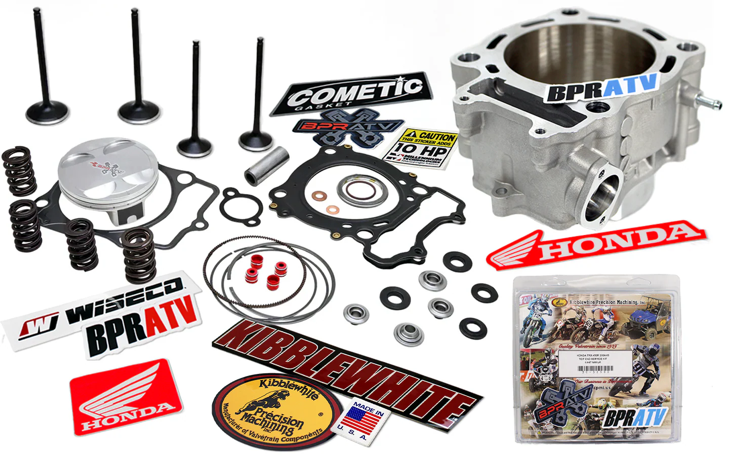 Honda TRX450R 2004-2005 Wiseco Piston Kibblewhite Valves Top End Cylinder Kit US