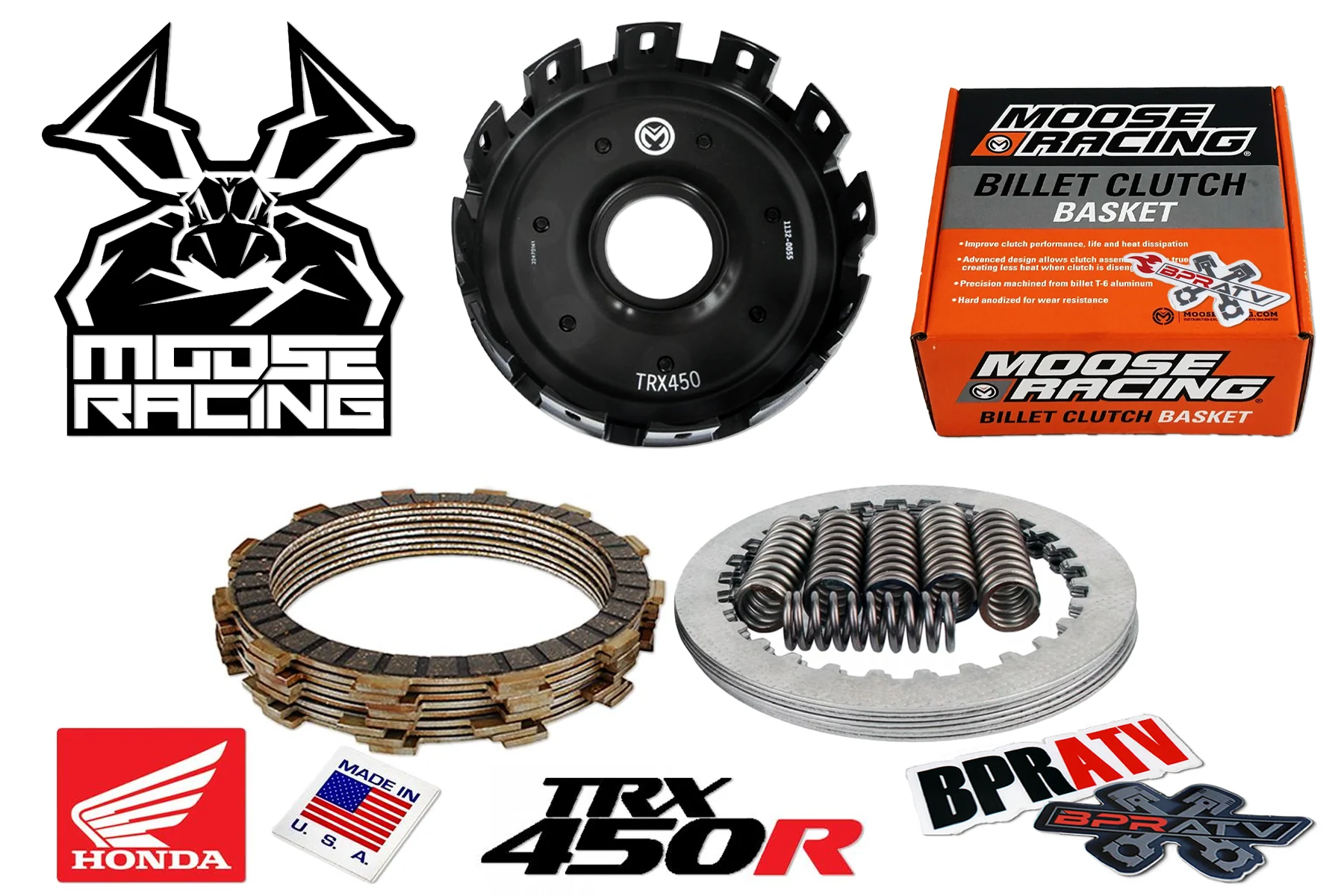 Honda TRX450R 450ER Moose Billet Clutch Basket Fibers Steels Springs +Clutch Kit - Image 3