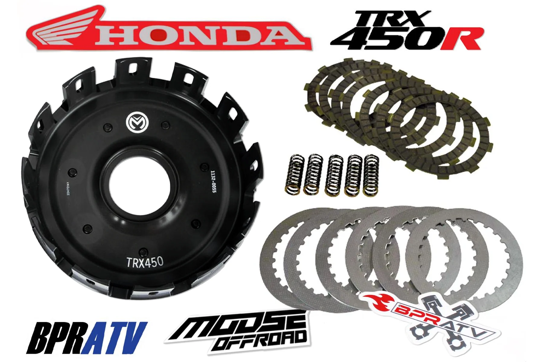 Honda TRX450R 450ER Moose Billet Clutch Basket Fibers Steels Springs +Clutch Kit - Image 7