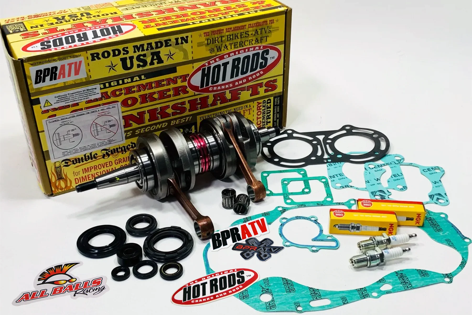 Hot Rods Banshee 350 +4mm Stroker Crankshaft Rebuild Kit w/ Gaskets & NGK Plugs