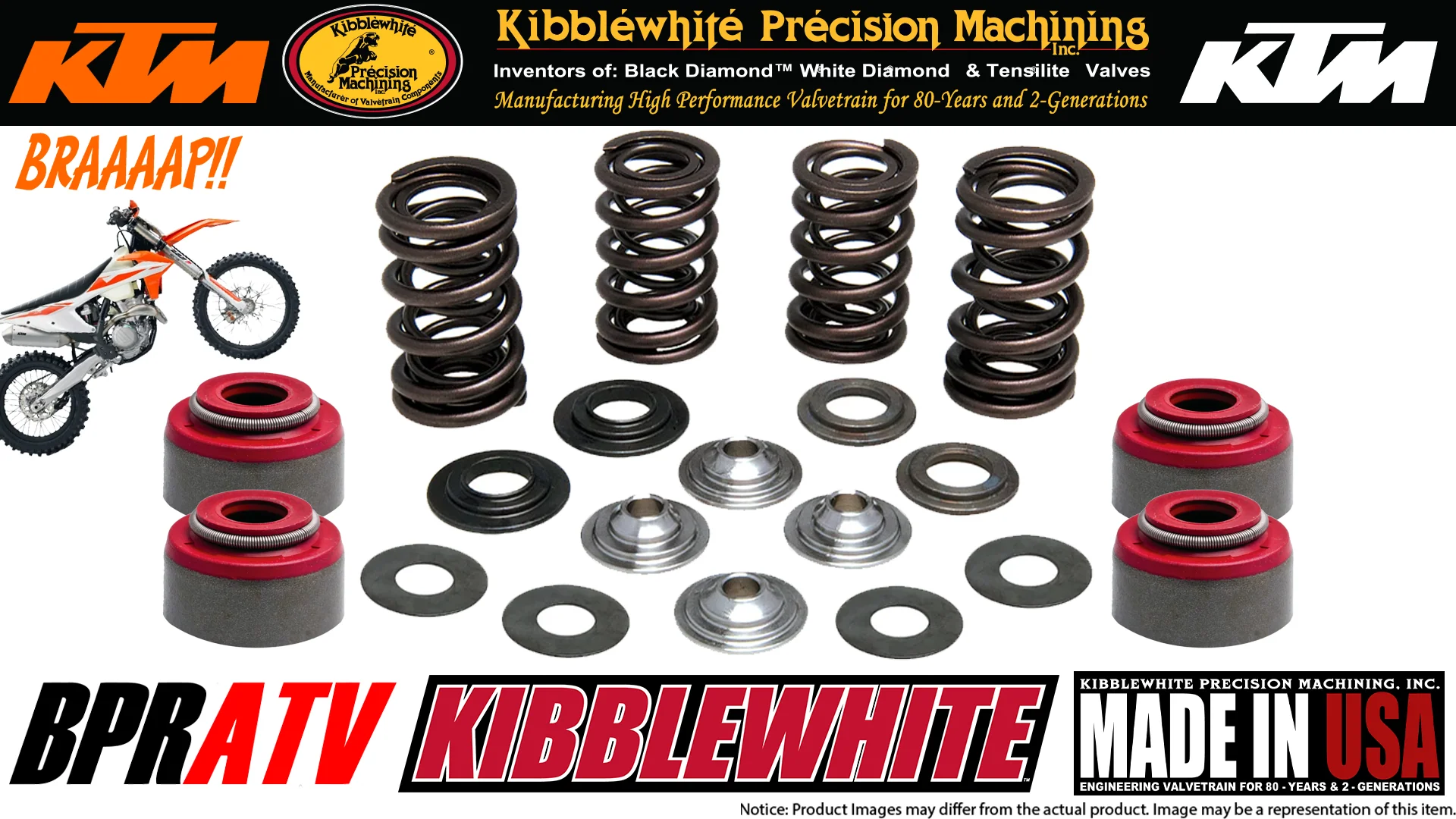 KTM 350 XC-F XCF350 Kibblewhite Titanium Valves Spring Kit RED Viton Seals 16-22 - Image 2