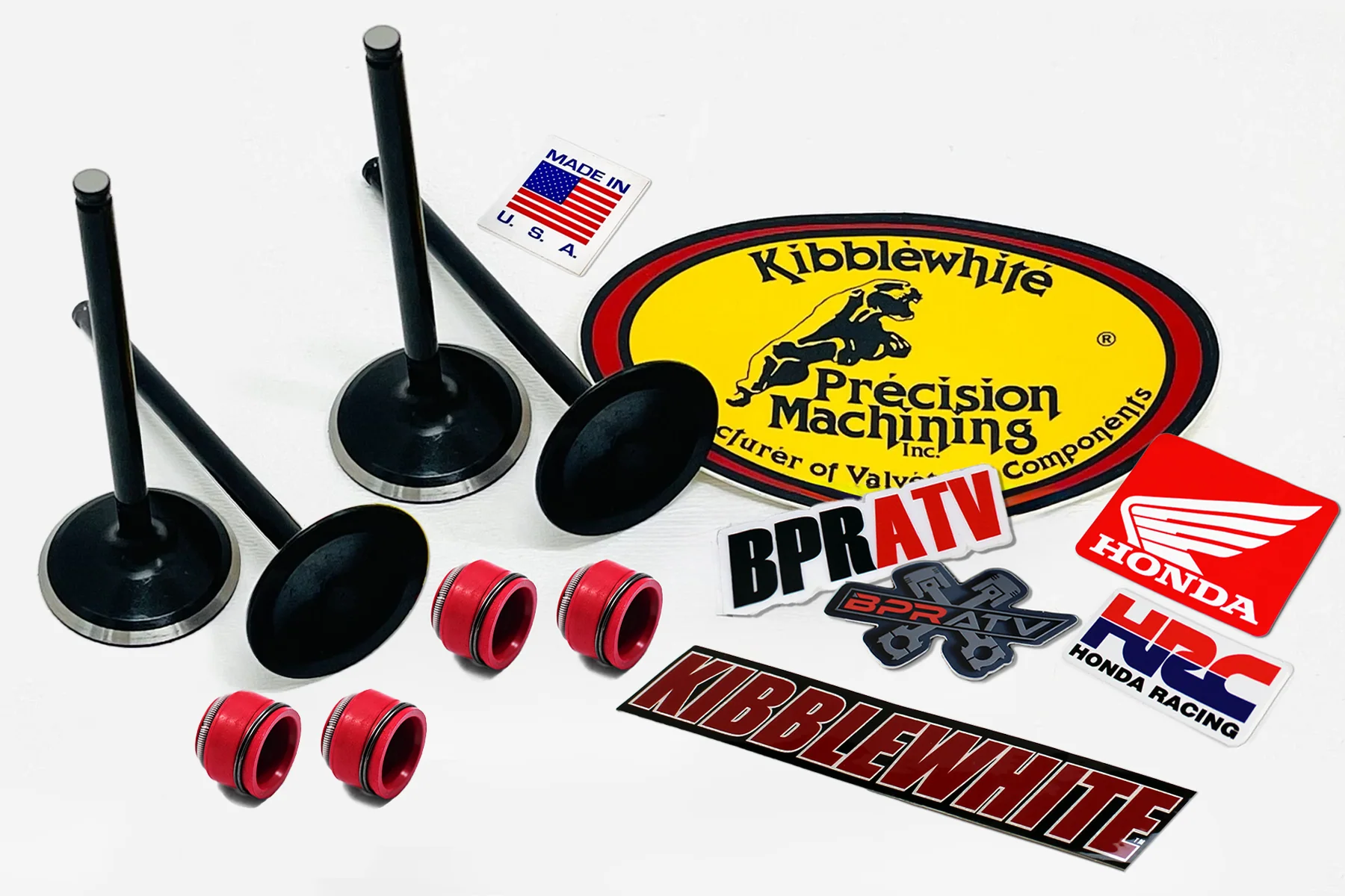 New Kibblewhite CRF450R Head Intake Exhaust Valves RED Viton Seals Set 2013-2016