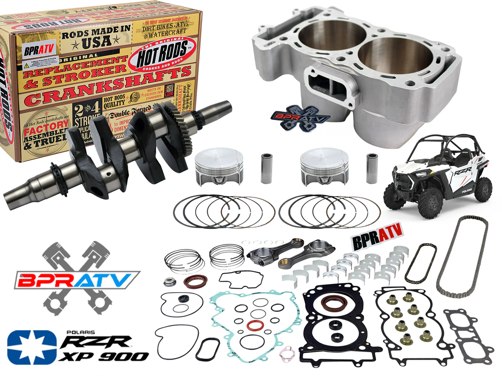 Polaris 2011 2012 RZR 900 XP4 Complete Engine Rebuild Kit Crank Cylinder Pistons - Image 2