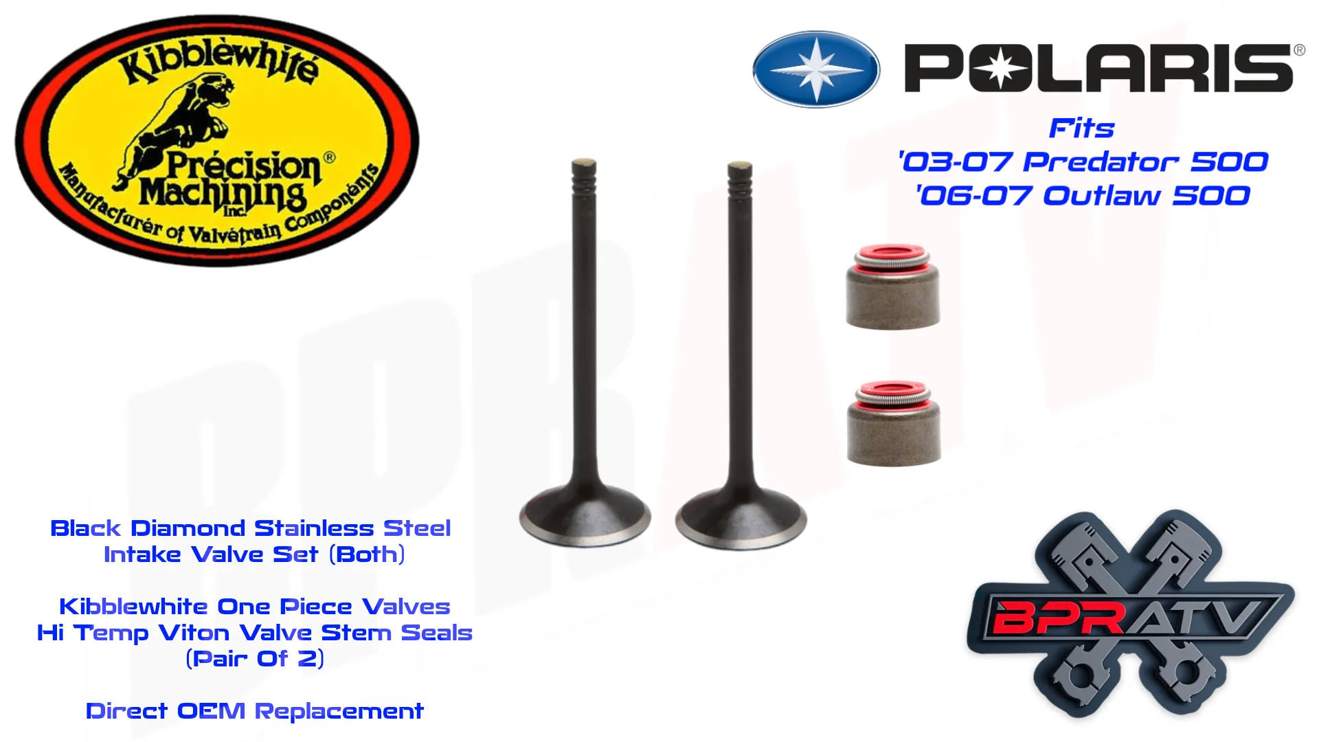 Polaris Predator Outlaw 500 Kibblewhite Head Fix INTAKE Valves & Seals Pair Set - Image 4