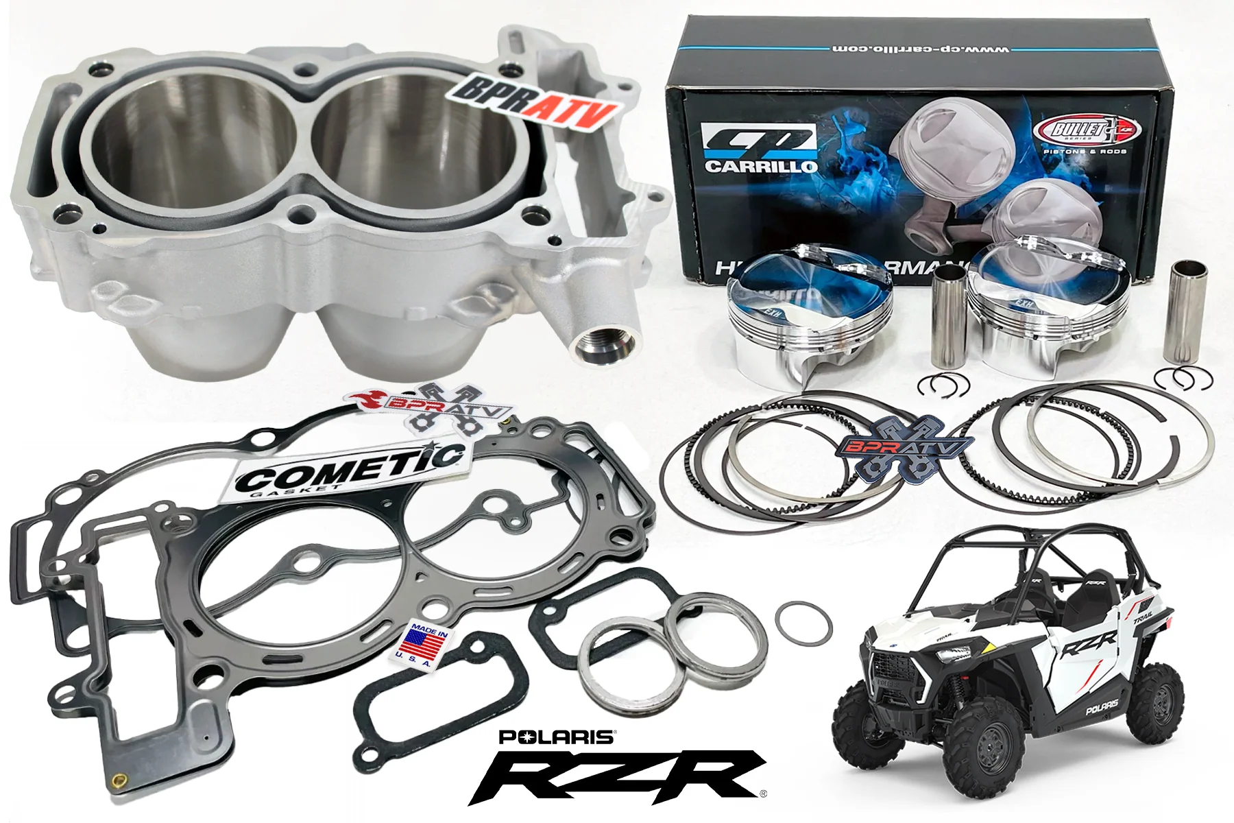 Polaris RZR 4 900 XP900 Stock Cylinder 10.5:1 CP Pistons Set Top End Rebuild Kit - Image 2