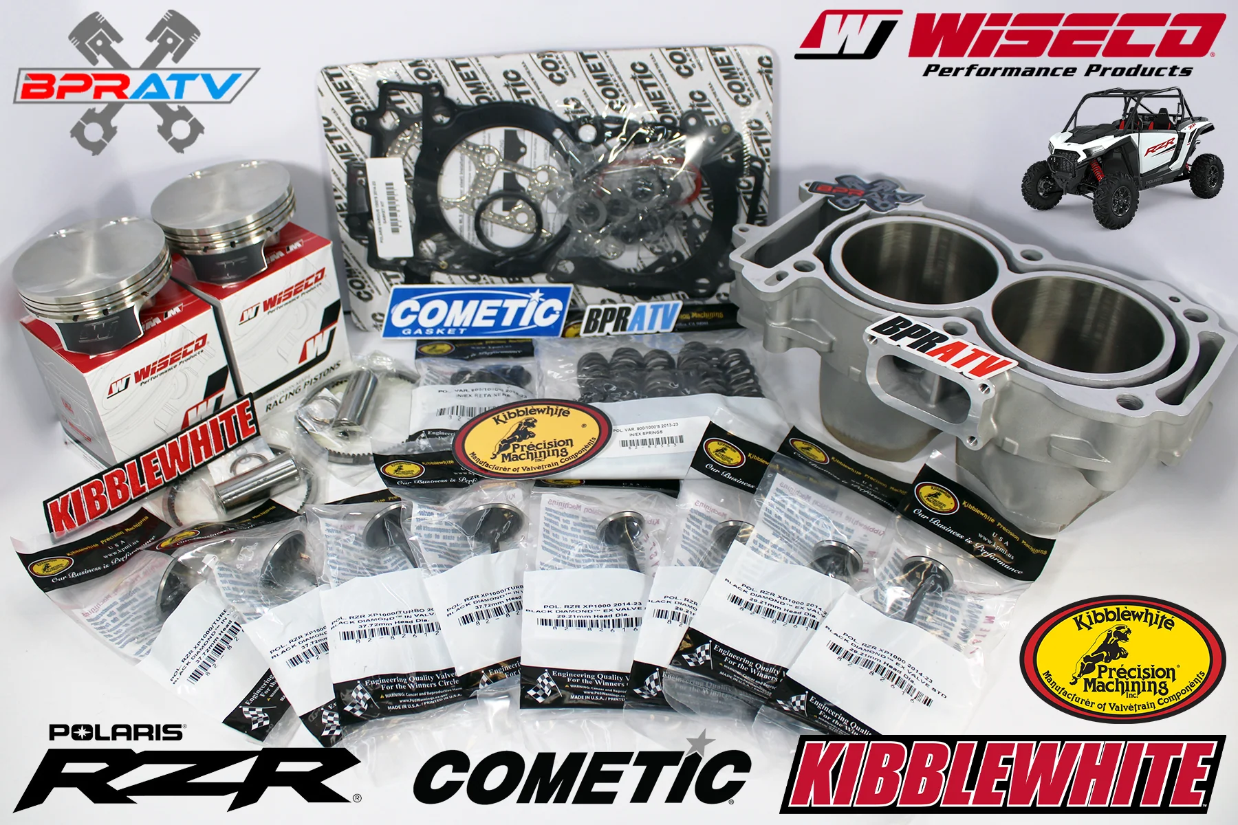 Polaris RZR RS1 EPS Kibblewhite Valves Head Wiseco Pistons Cylinder Top End Kit - Image 3