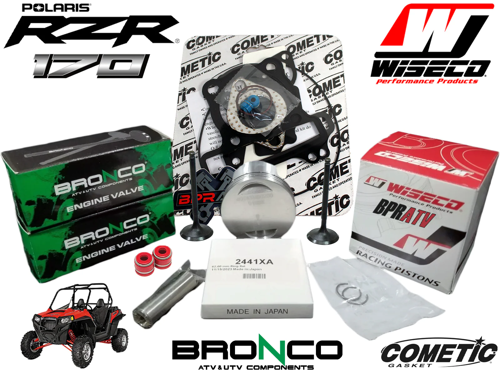 RZR 170 RZR170 Cylinder Top Head Rebuild Kit Valve WISECO COMETIC Top End Gasket - Image 2