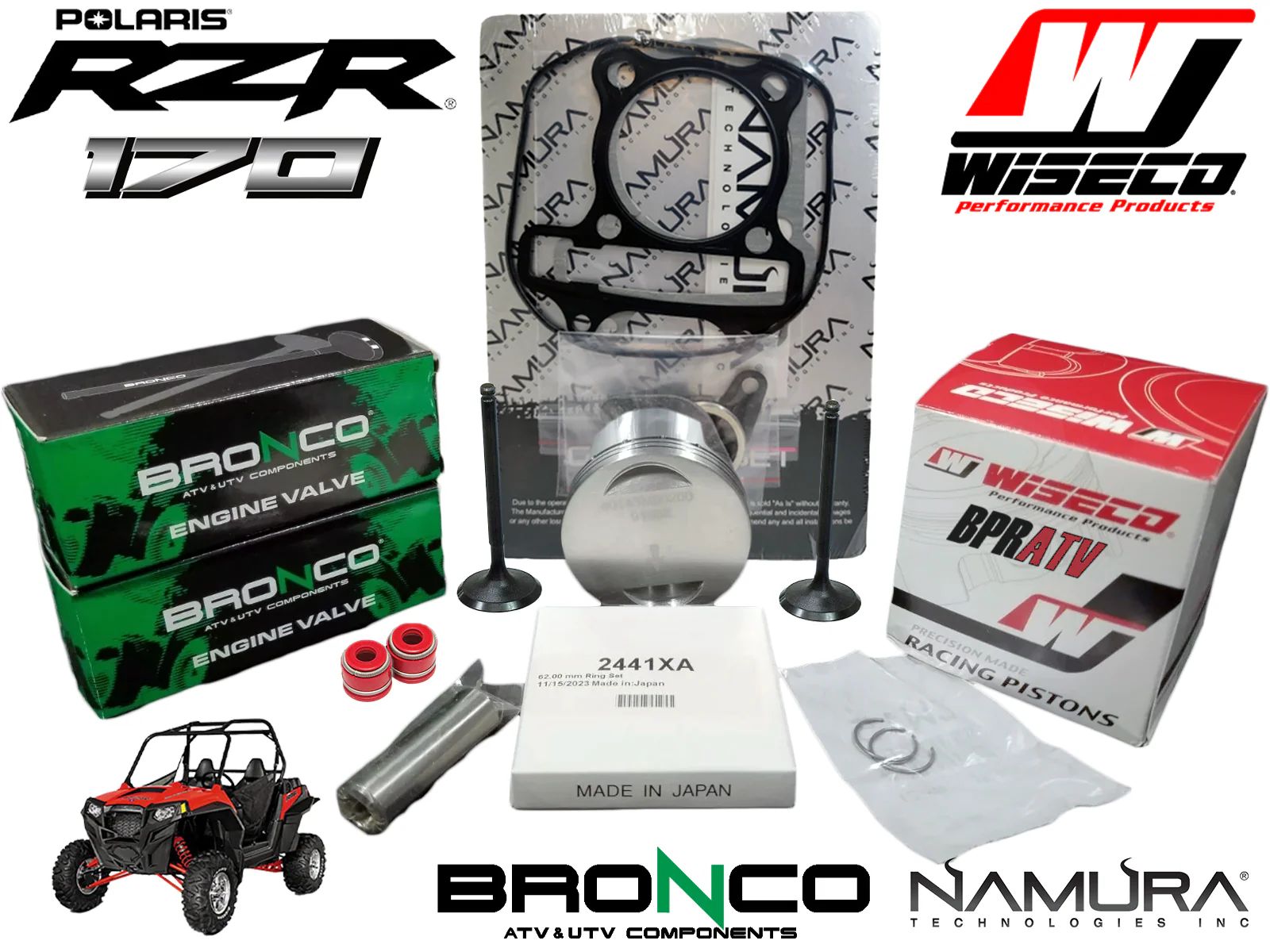 RZR 170 RZR170 Cylinder Top Head Rebuild Kit Valves WISECO NAMURA Top End Gasket - Image 2