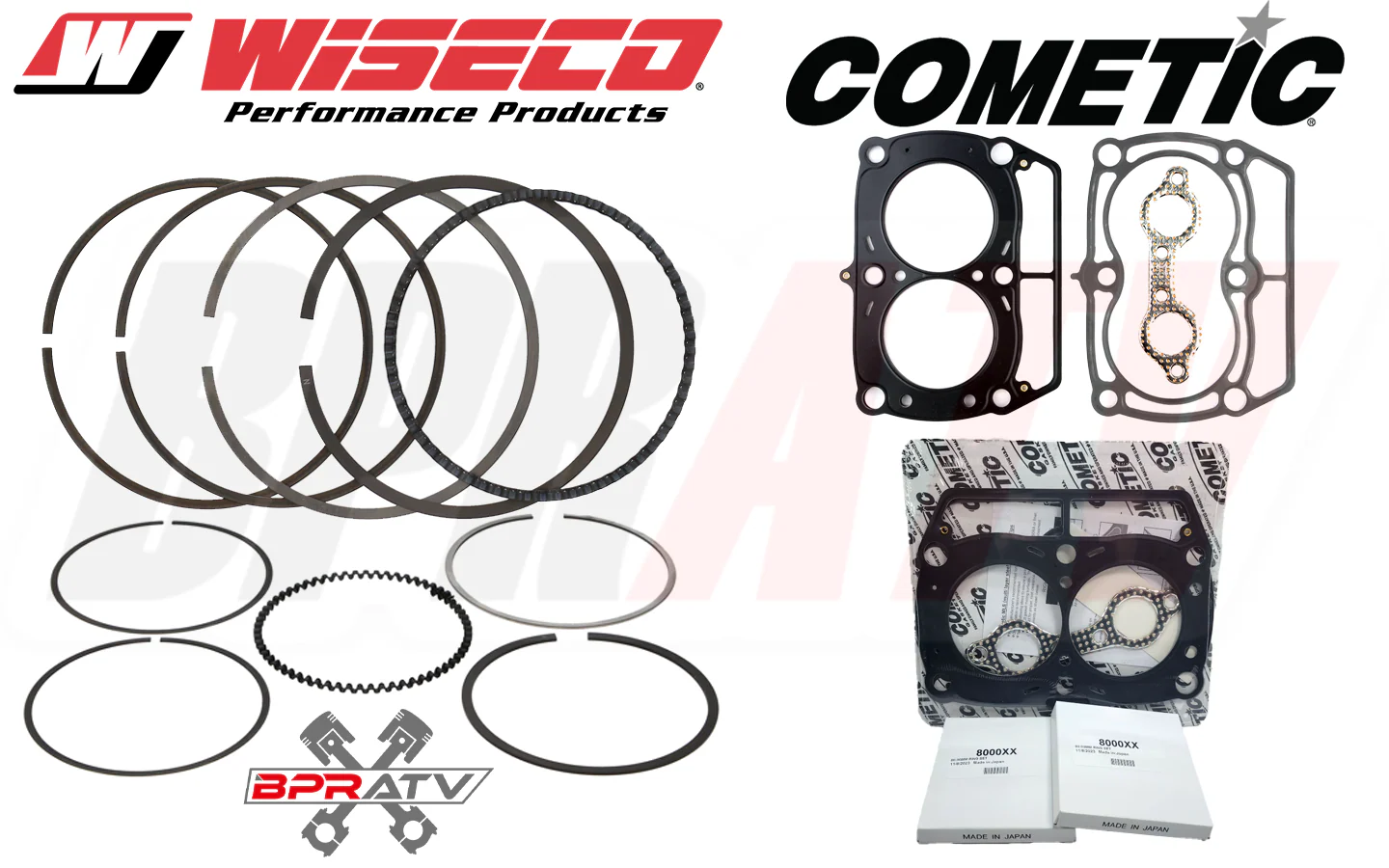 RZR800 RZR 800 Wiseco Piston Rings 80mm Piston Ring Set Cometic Top End Gasket - Image 2