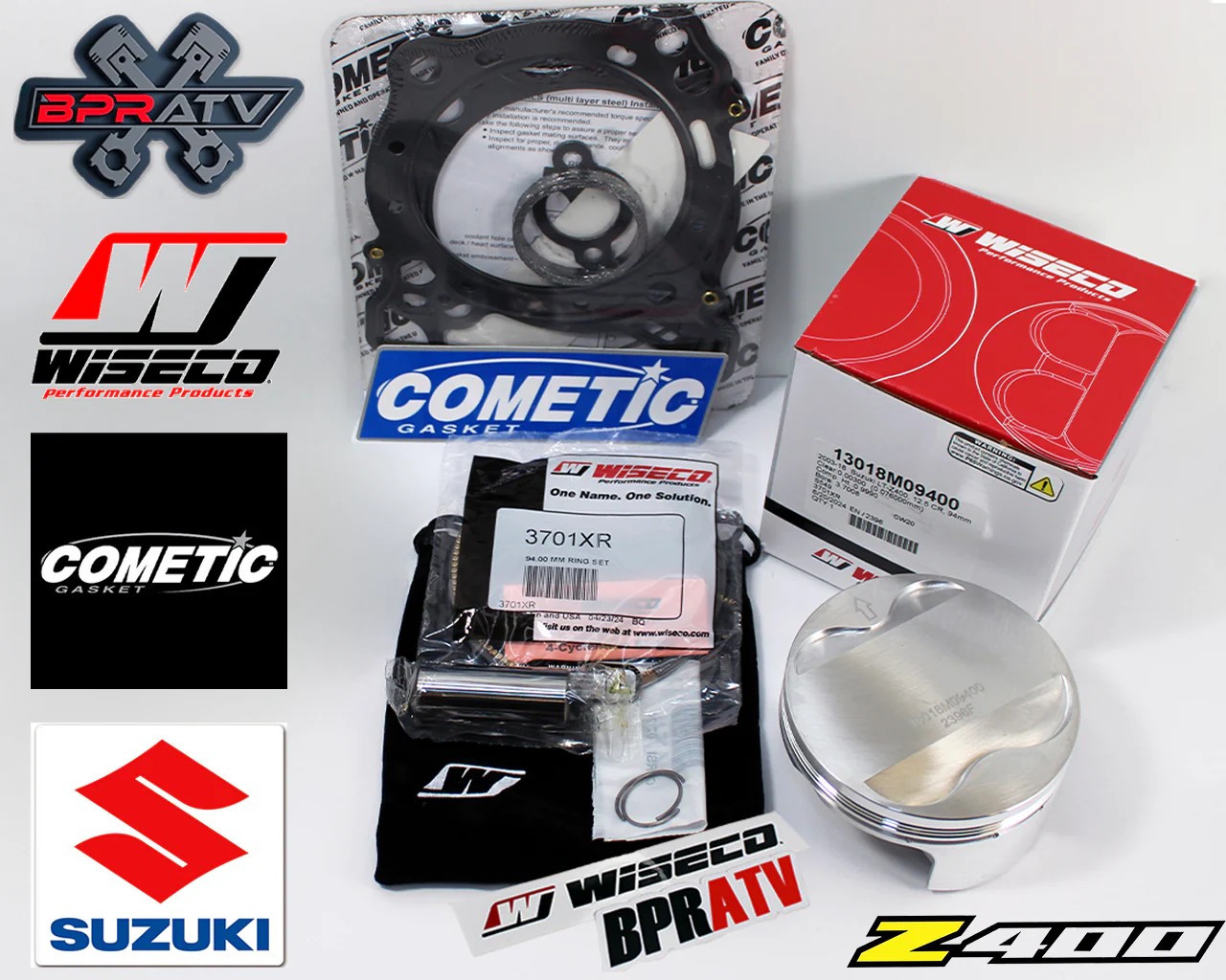 Suzuki DRZ 400 94mm +4 Big Bore BPRATV Wiseco Piston 12.5 Cometic Gasket Top Kit - Image 2