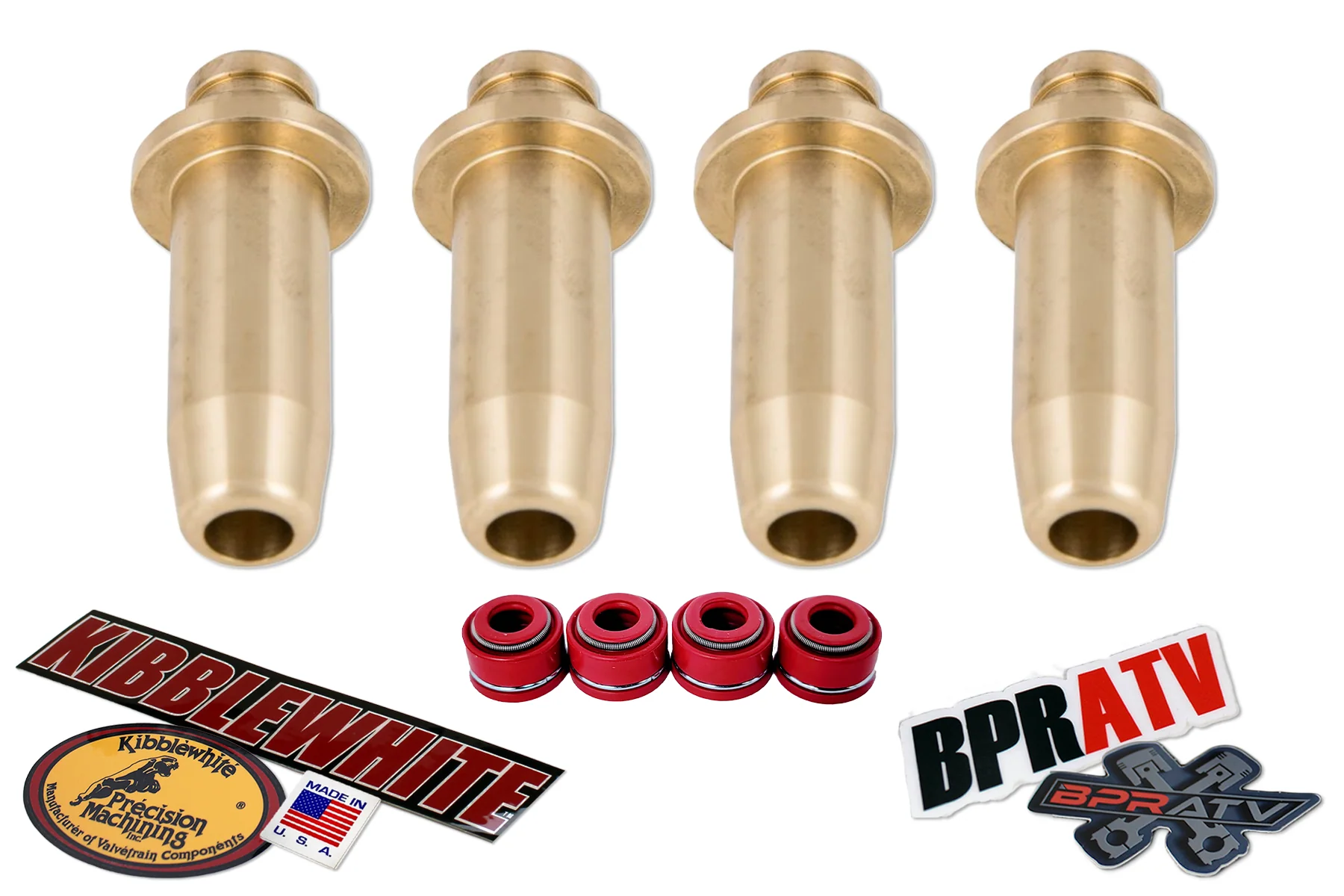 Suzuki LTR450 Kibblewhite Valve Guides Set RED Viton Seals Complete Kit '06-09! - Image 3