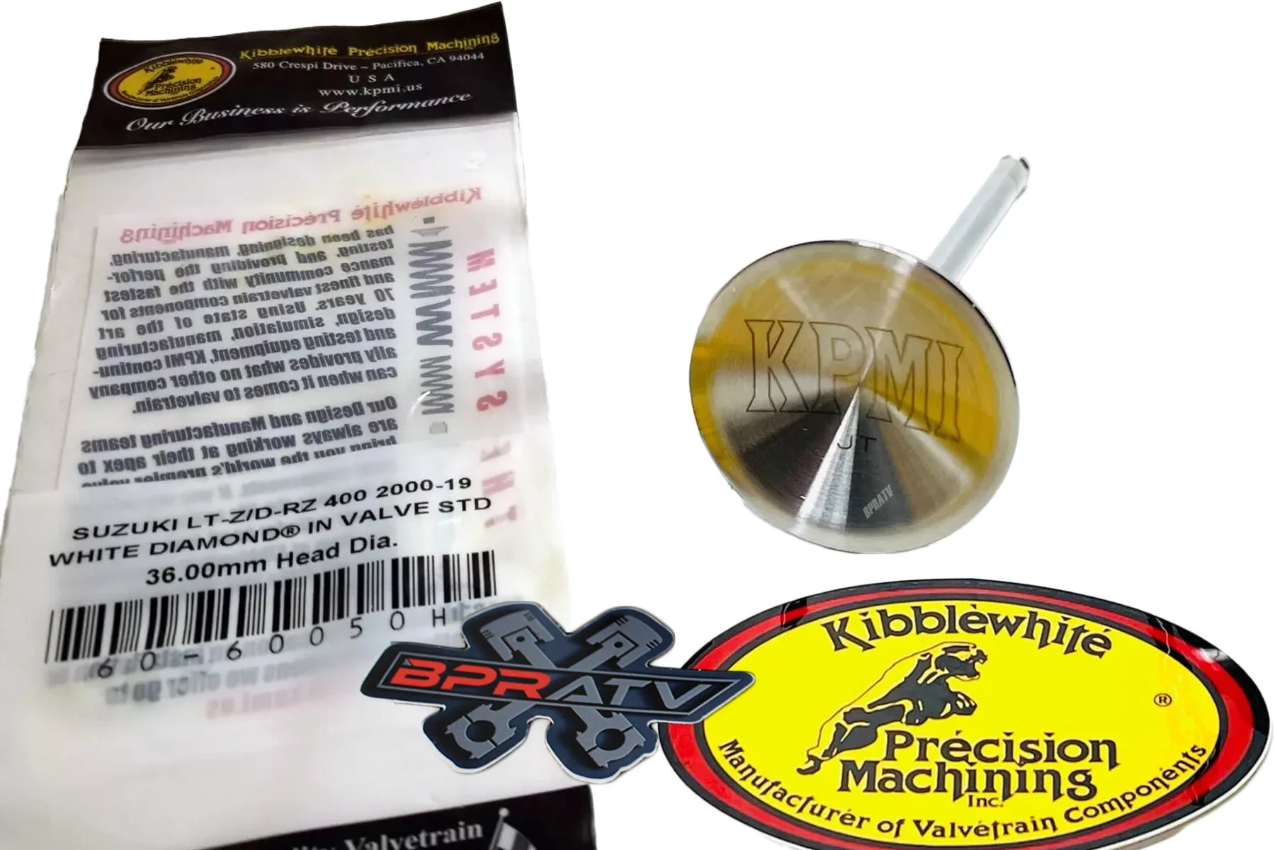 Suzuki LTZ400 DRZ400 Kibblewhite Precision White Diamond Intake Valve 60-60050H - Image 2
