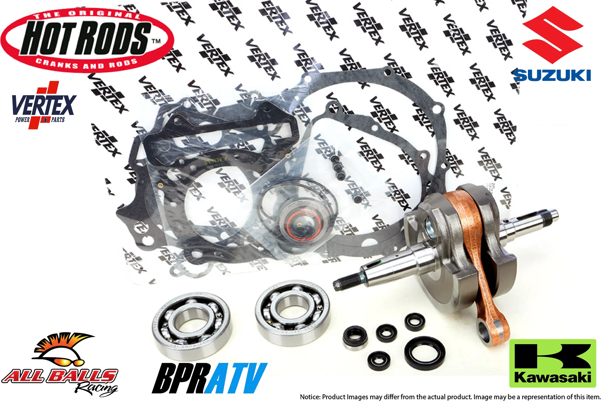 Suzuki LTZ400 KFX400 Hot Rods STD Bottom End Rebuild Kit Vertex Gaskets Seal Kit - Image 5