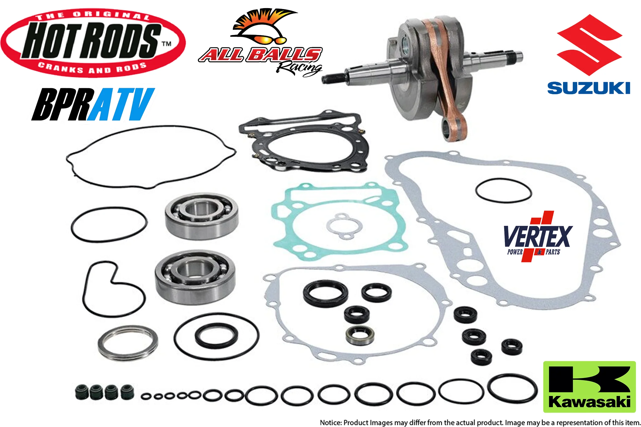 Suzuki LTZ400 KFX400 Hot Rods STD Bottom End Rebuild Kit Vertex Gaskets Seal Kit - Image 6