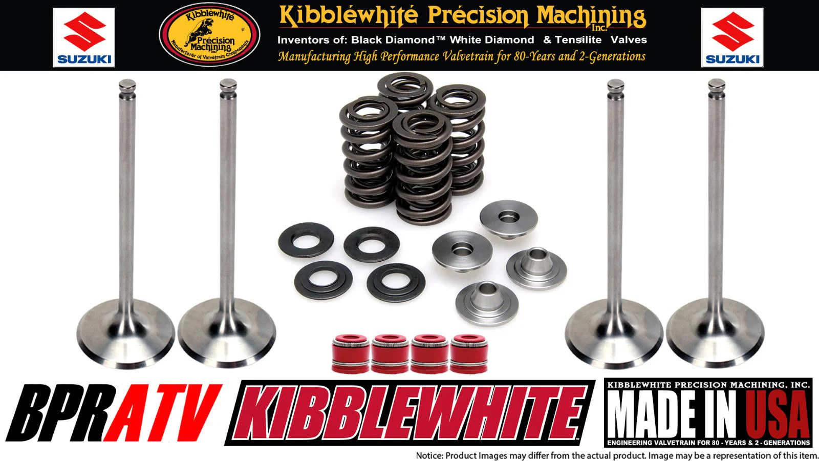 Suzuki LTZ400 Kibblewhite Titanium Spring Kit White Diamond Valves STD RED Seals - Image 3