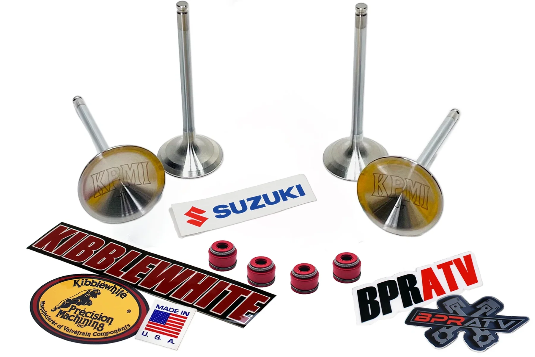 Suzuki RMZ250 Kibblewhite White Diamond Valves Titanium Springs RED Viton Seals - Image 2