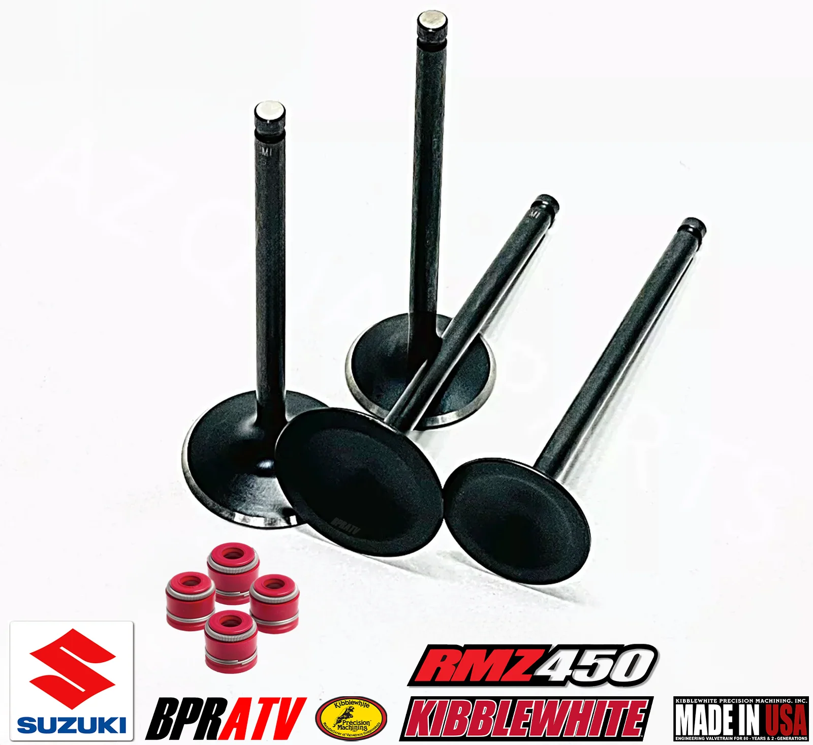 Suzuki RMZ450 Stock Replacement Kibblewhite Intake Exhaust Valves RED Seals 2007 - Image 2