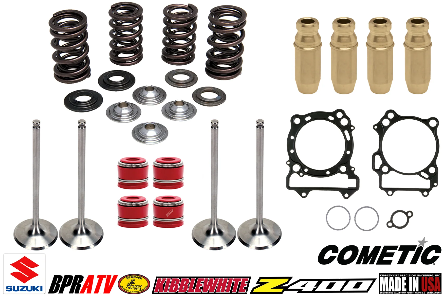 Suzuki Z400 DRZ400 LTZ400 Kibblewhite Valves Titanium Springs Guides Cometic Kit - Image 2