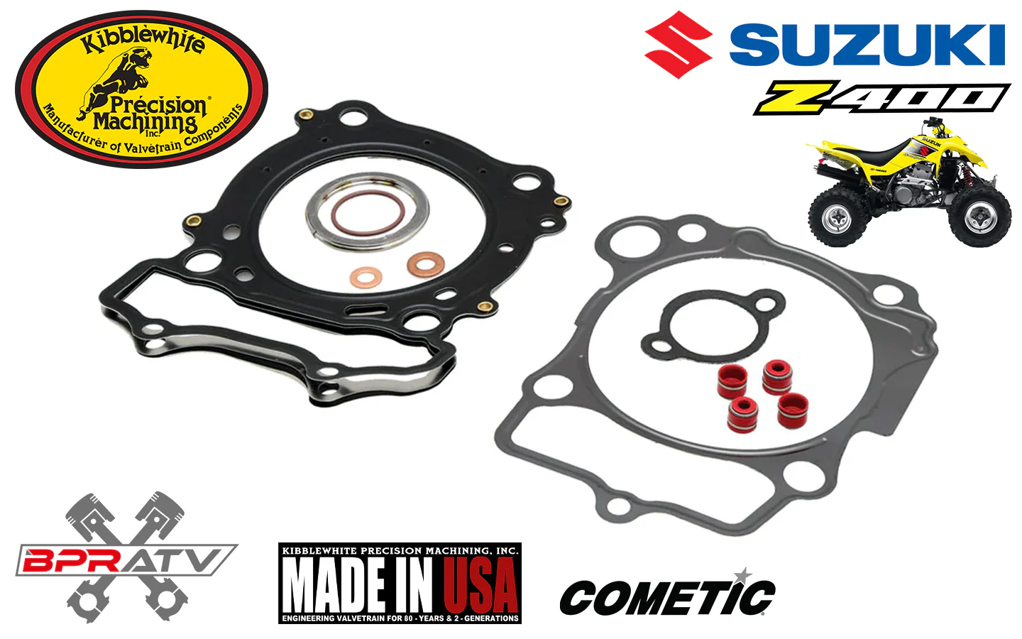 Suzuki Z400 DRZ400 LTZ400 Kibblewhite Valves Titanium Springs Guides Cometic Kit - Image 9