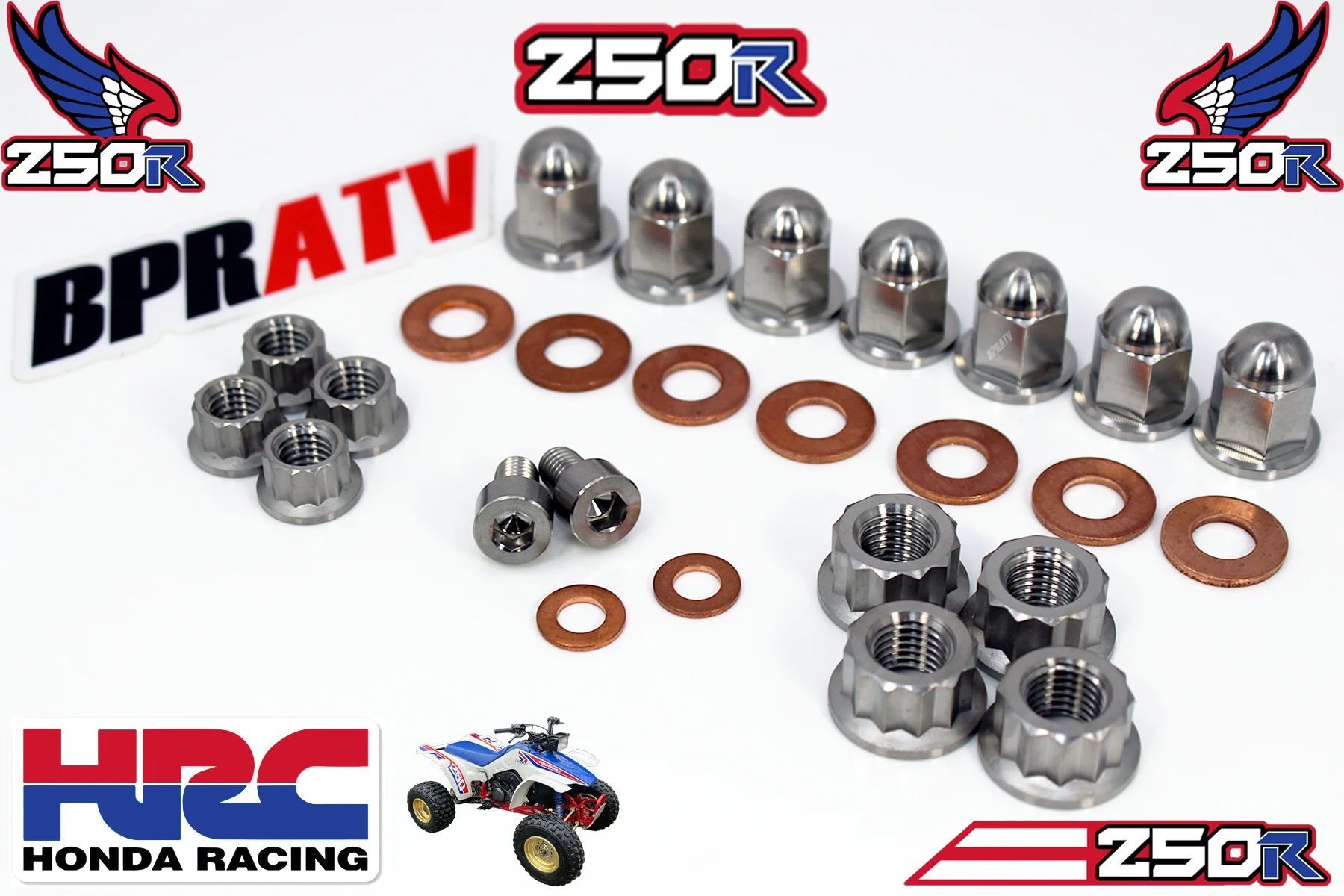TITANIUM Honda TRX 250R ATC 250R Top End Engine Cylinder Head Acorn Nuts Kit Set - Image 2