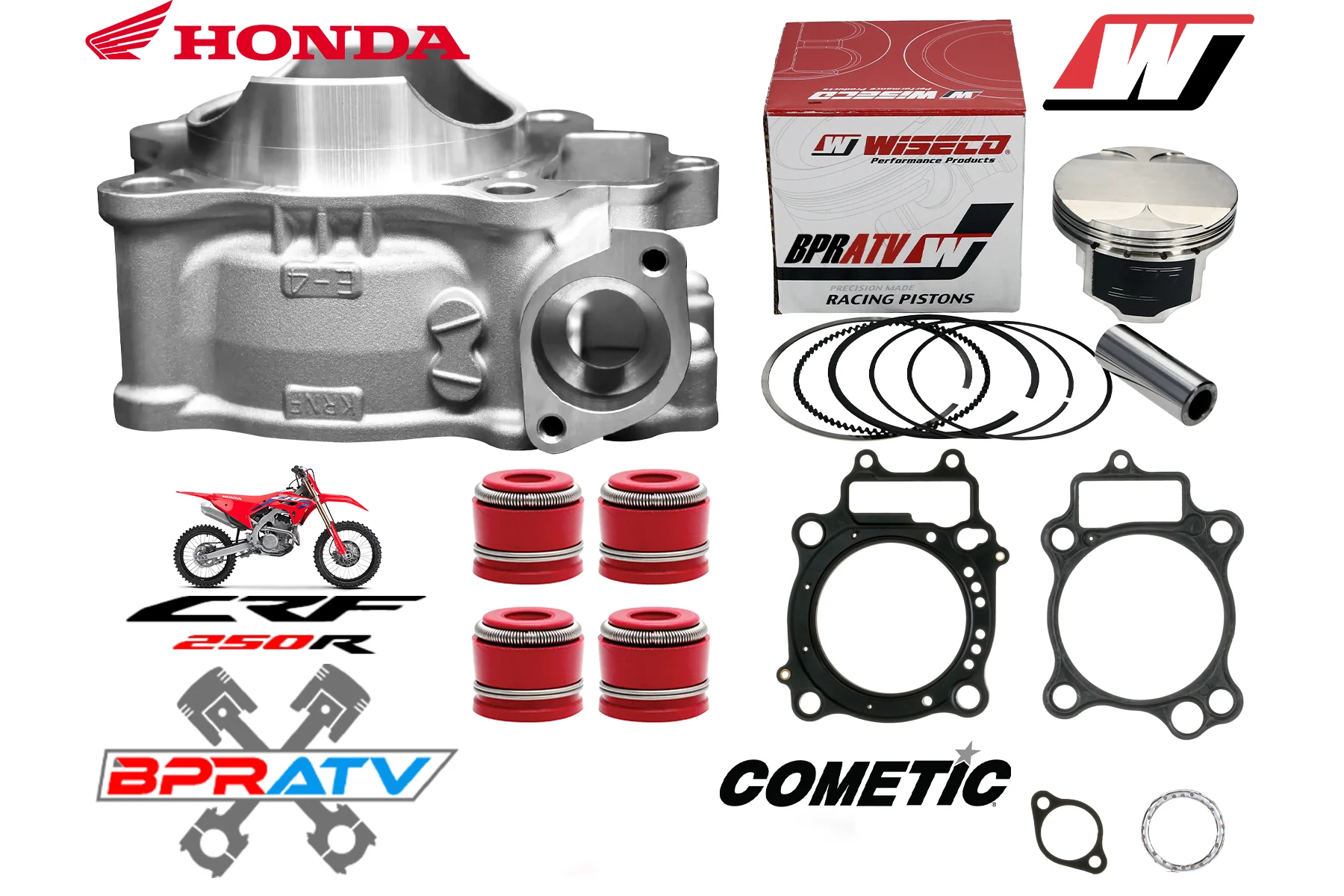Wiseco Honda CRF250R 2004-2009 Engine Rebuild Kit Cylinder Piston Crank Bearings - Image 16