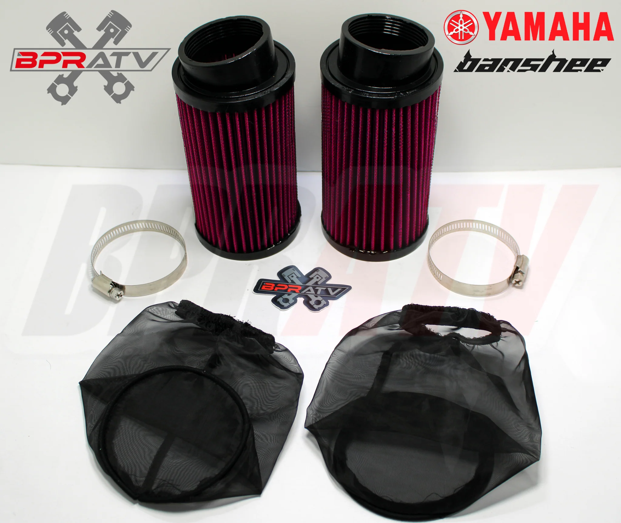 Yamaha Banshee 350 6" Air Filter Pods 2.25" Flange PWK 33-36mm & OUTERWEARS Pair - Image 3
