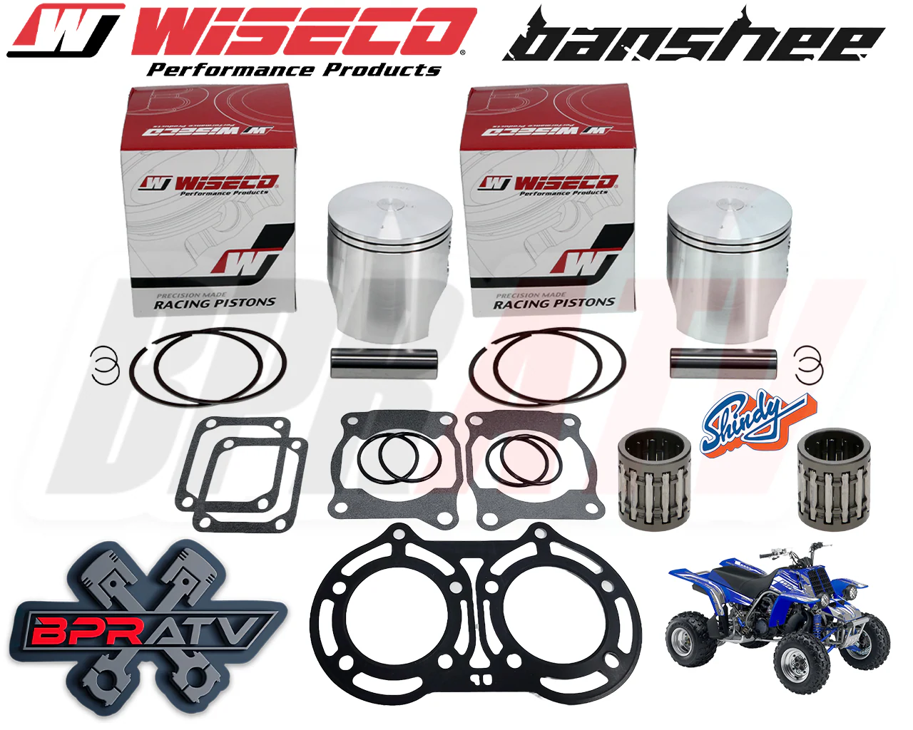 Yamaha Banshee 350 65mm +1mm Wiseco Pro Lite Pistons Bearings & Gaskets Set Kit