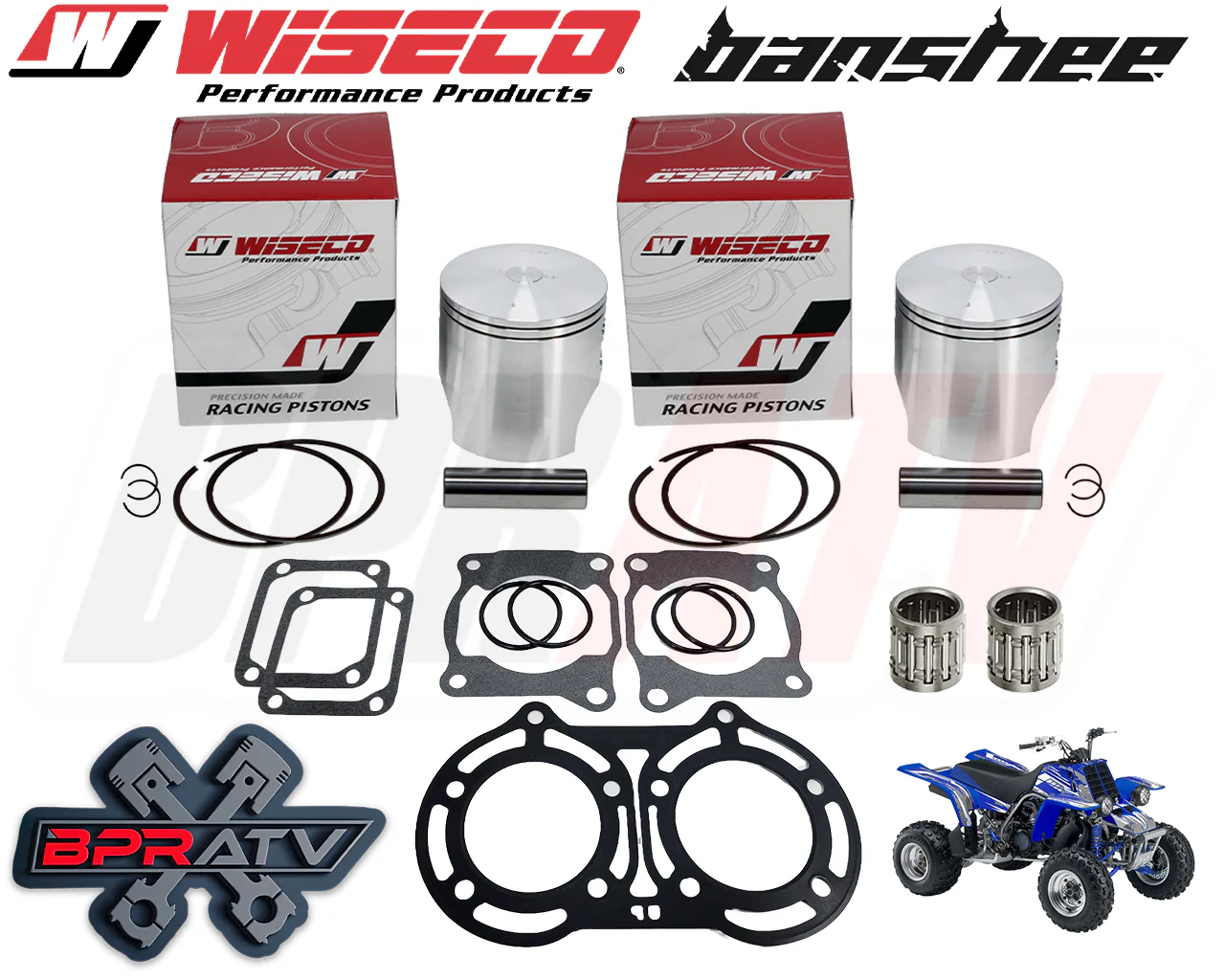 Yamaha Banshee 350 66.50mm Bore Wiseco Pro Pistons Bearings Top End Gaskets Kit - Image 2