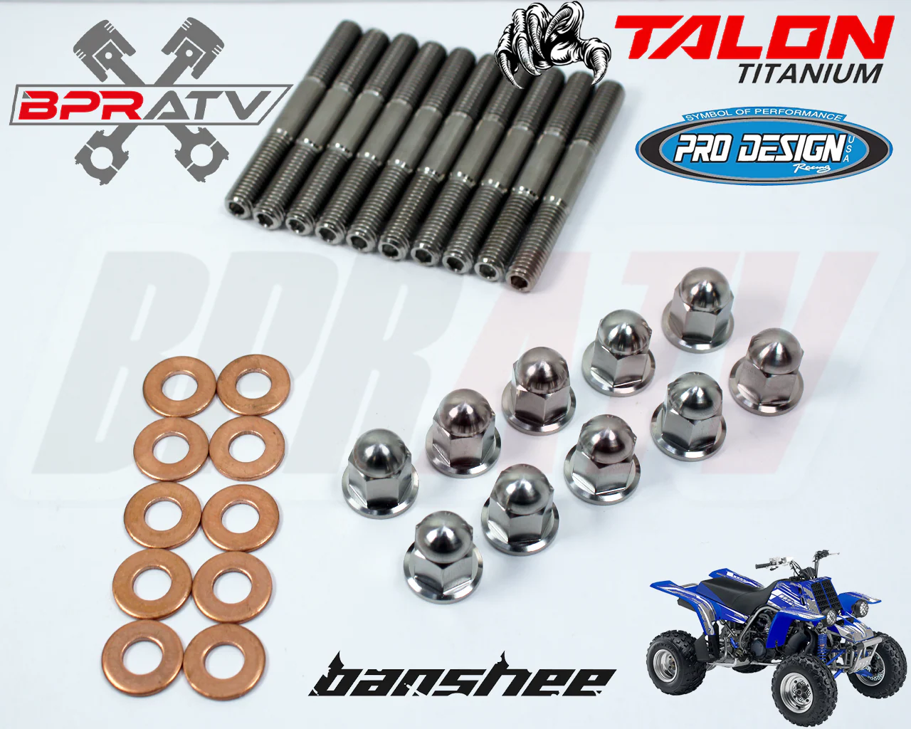 Yamaha Banshee 350 BPRATV TITANIUM Pro Design Cool Head Stud Kit & Ti ACORN Nuts