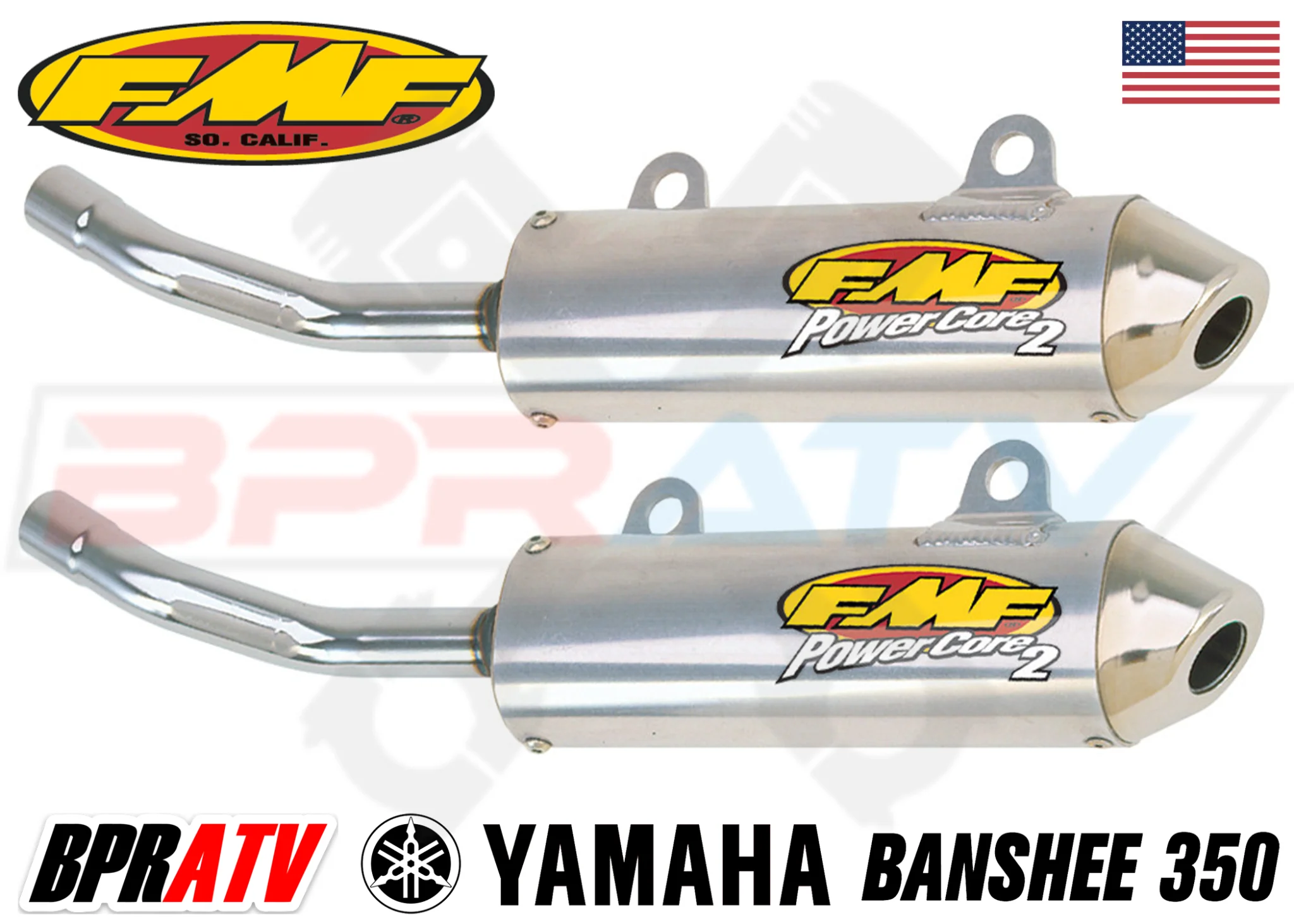 Yamaha Banshee 350 FMF Full Exhaust Fatty Pipes PowerCore 2 II Silencers Set Kit - Image 10