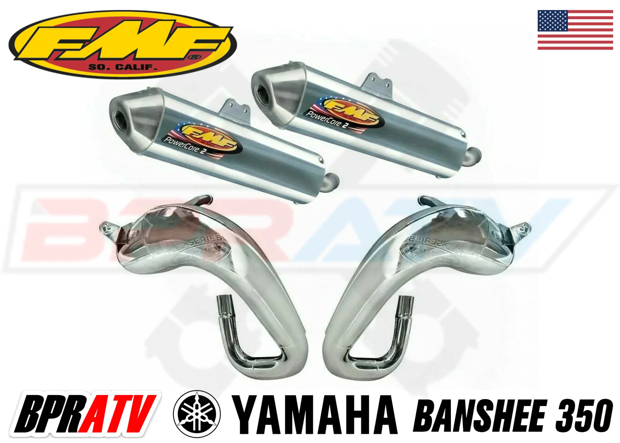 Yamaha Banshee 350 FMF Full Exhaust Fatty Pipes PowerCore 2 II Silencers Set Kit - Image 13