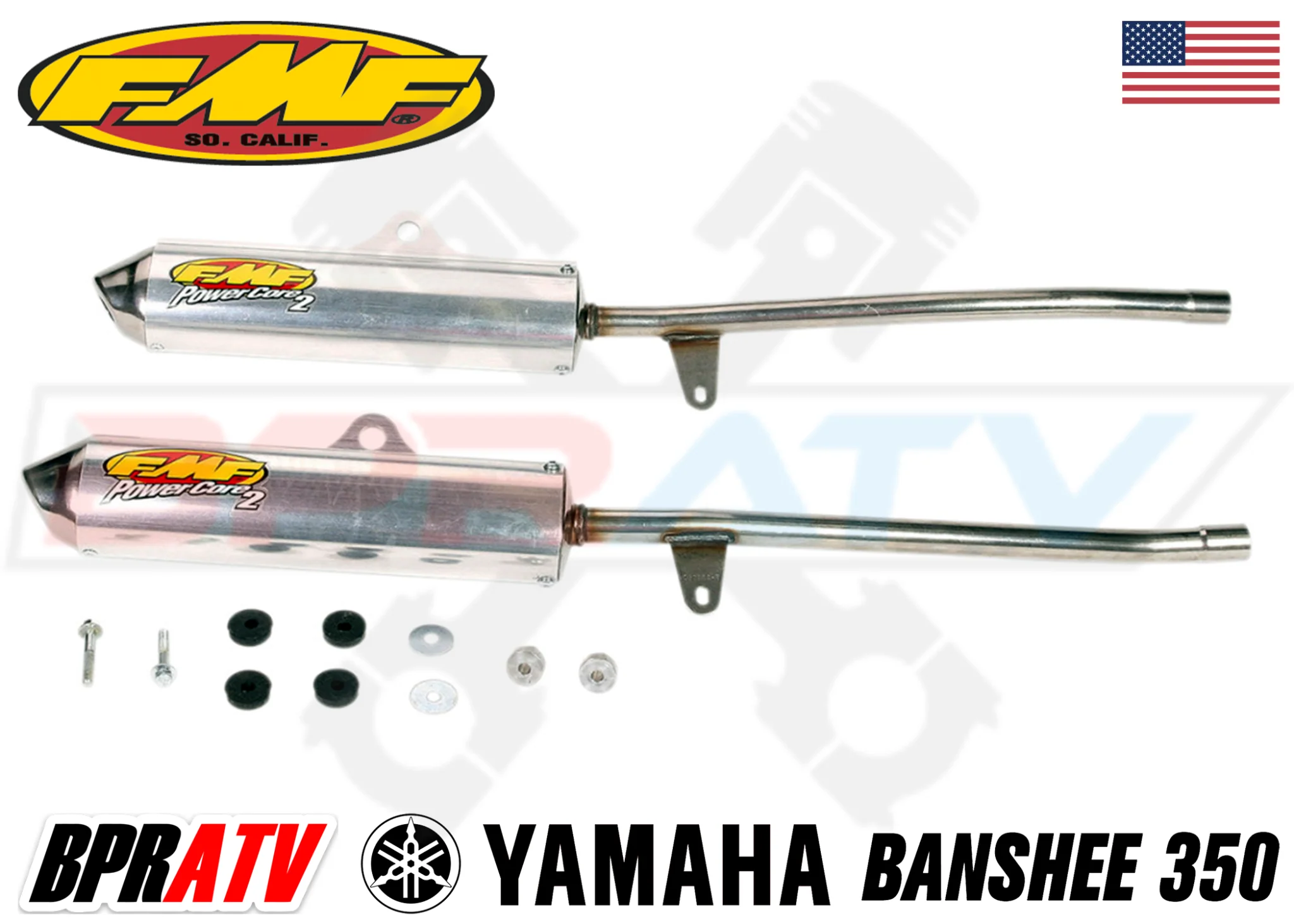 Yamaha Banshee 350 FMF Full Exhaust Fatty Pipes PowerCore 2 II Silencers Set Kit - Image 9