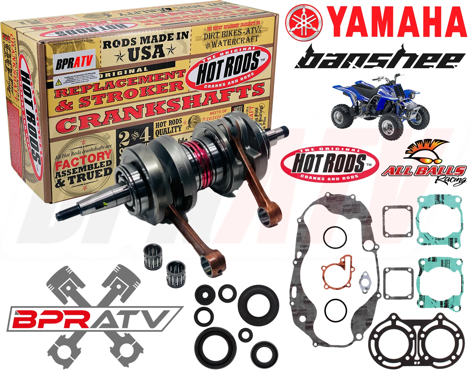 Yamaha Banshee 350 Hot Rods Crank Crankshaft Rods Seals Complete Top End Gasket