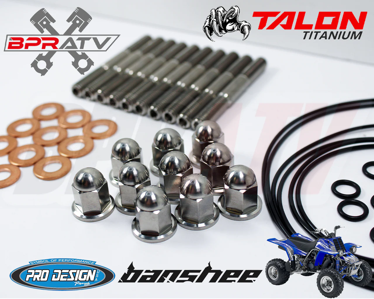 Yamaha Banshee 350 Pro Design Cool Head TITANIUM Stud Kit Nuts O-Rings Gaskets - Image 2