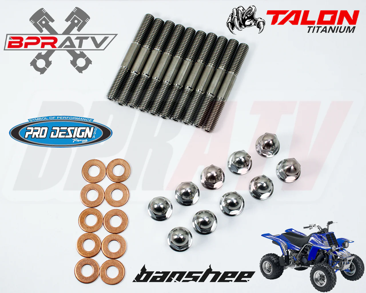 Yamaha Banshee 350 Pro Design Cool Head TITANIUM Stud Kit Nuts O-Rings Gaskets - Image 4